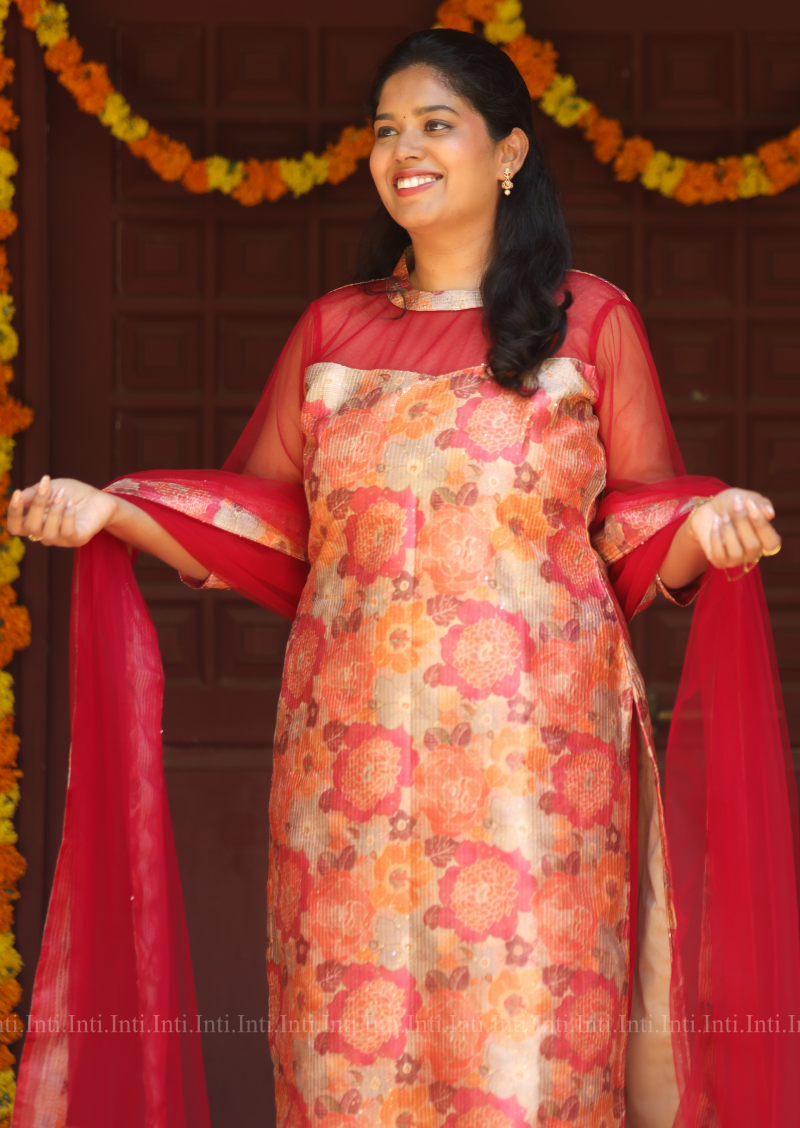 Rose Treasury Top & Dupatta Set