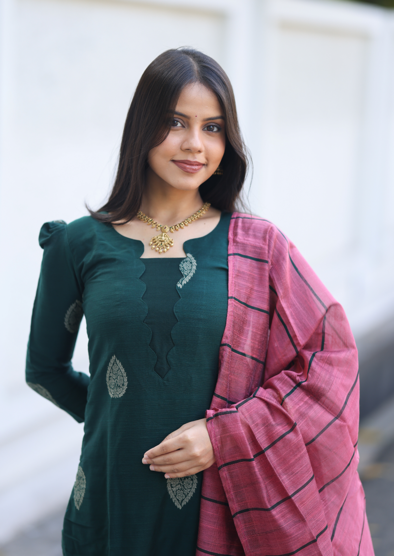 Emerald Echo Top & Dupatta Set