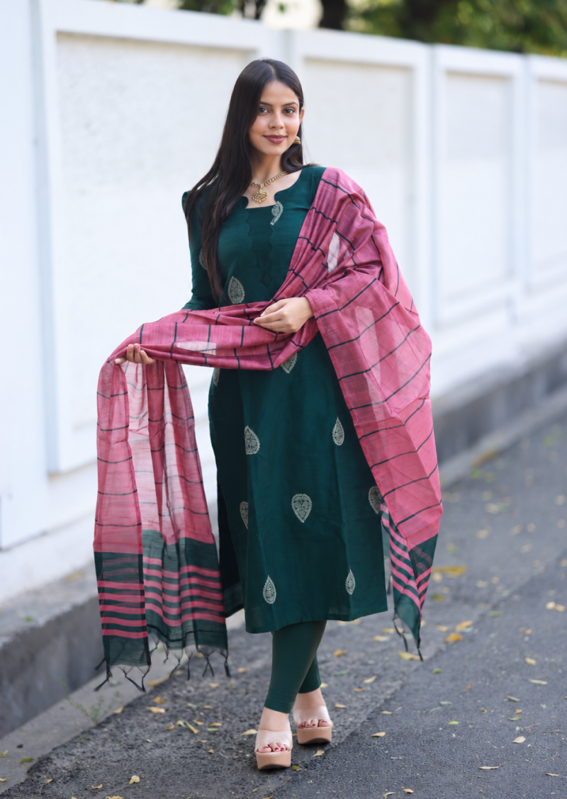 Emerald Echo Top & Dupatta Set