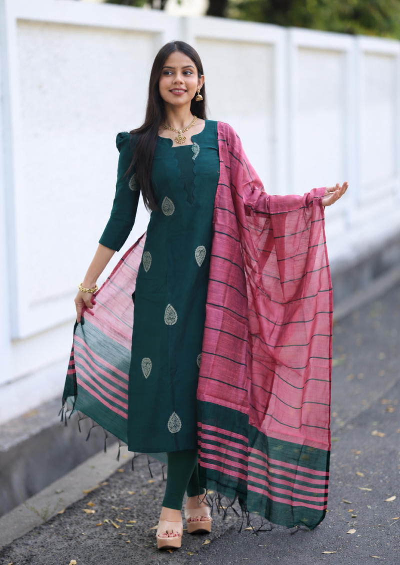 Emerald Echo Top & Dupatta Set