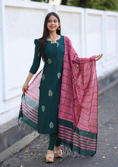 Emerald Echo Top & Dupatta Set