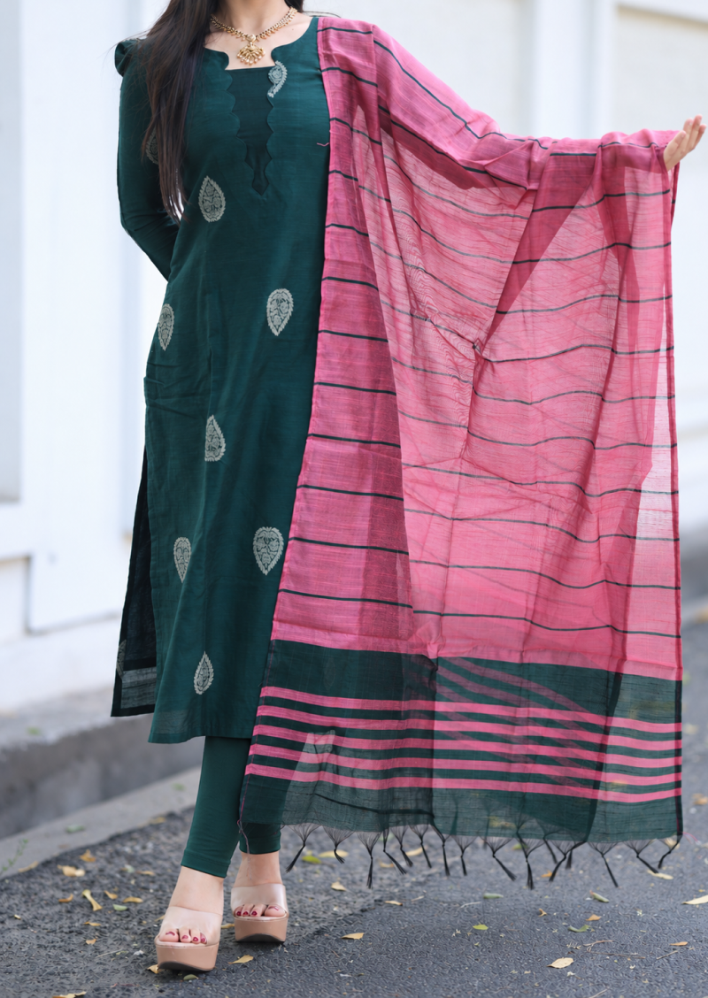 Emerald Echo Top & Dupatta Set