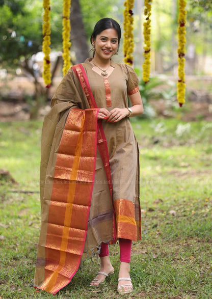 Saffron Luxe Top & Dupatta Set