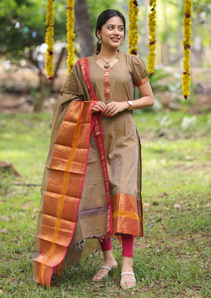 Saffron Luxe Top & Dupatta Set