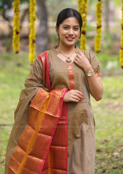 Saffron Luxe Top & Dupatta Set