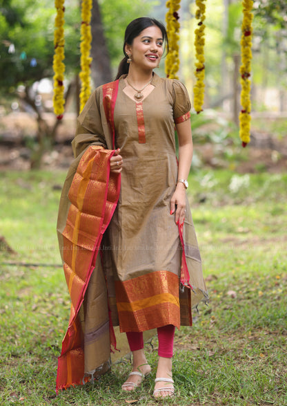 Saffron Luxe Top & Dupatta Set