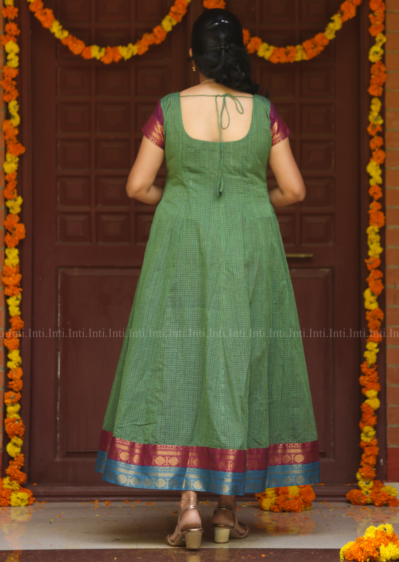 Sage Checkloom Anarkali