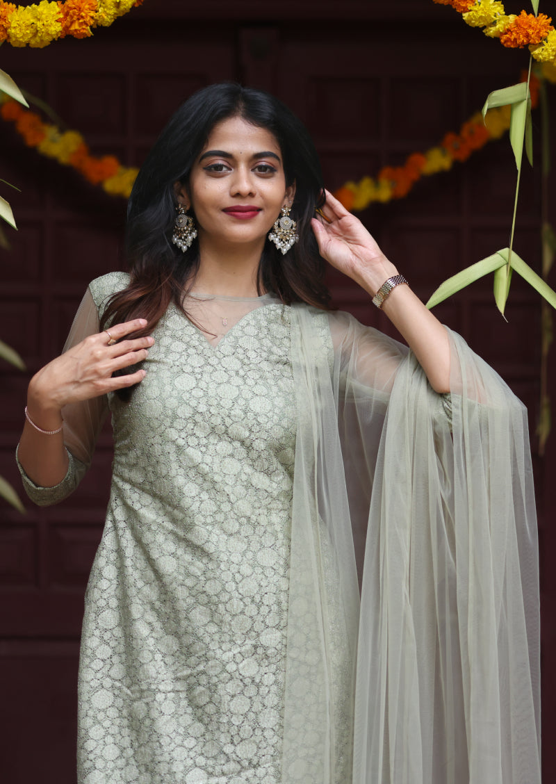 Sage Glaze Top & Dupatta Set