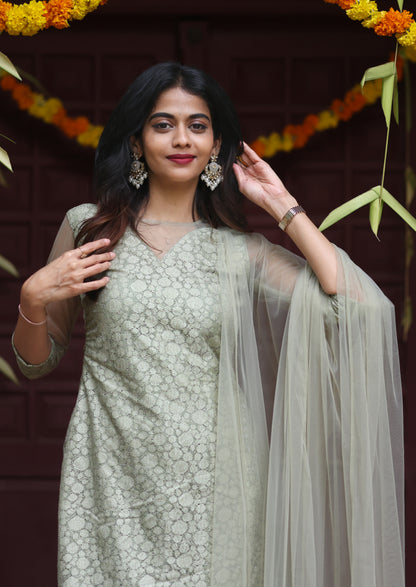 Sage Glaze Top & Dupatta Set