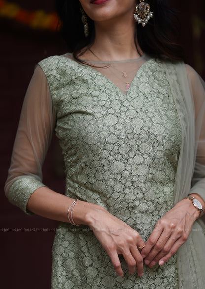 Sage Glaze Top & Dupatta Set
