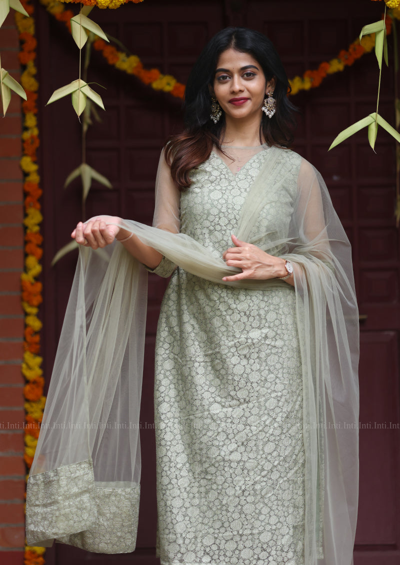 Sage Glaze Top & Dupatta Set
