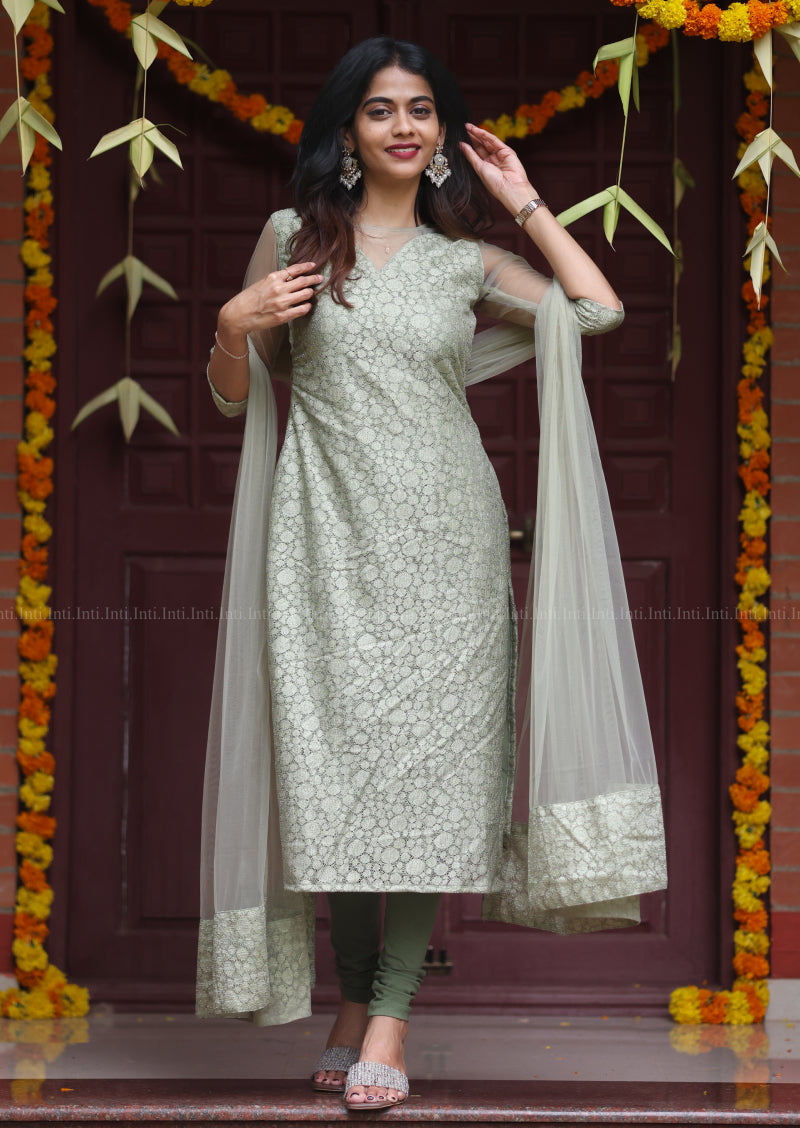 Sage Glaze Top & Dupatta Set