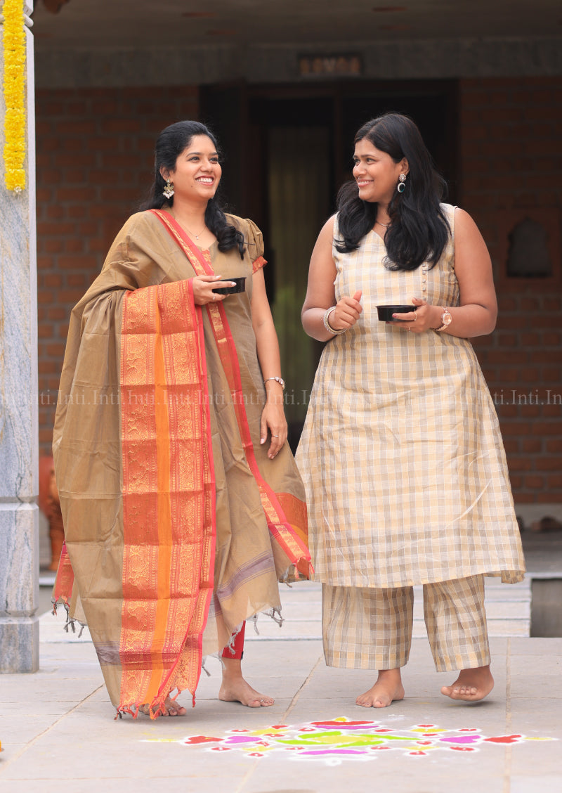 Saffron Luxe Top & Dupatta Set