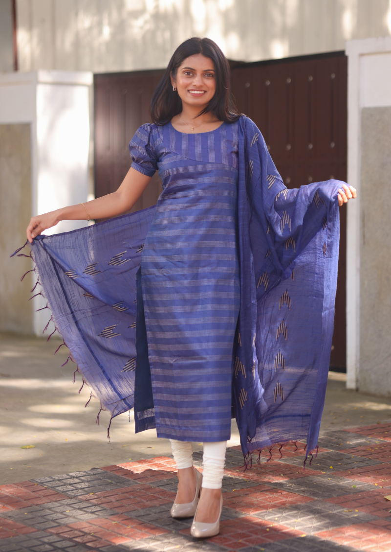 Sapphire Stripes Top & Dupatta Set