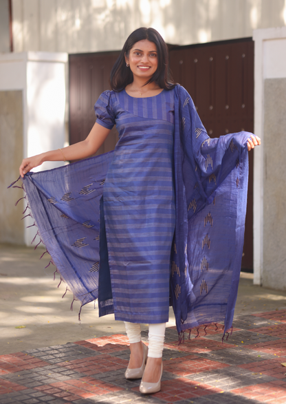 Sapphire Stripes Top & Dupatta Set