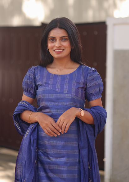 Sapphire Stripes Top & Dupatta Set