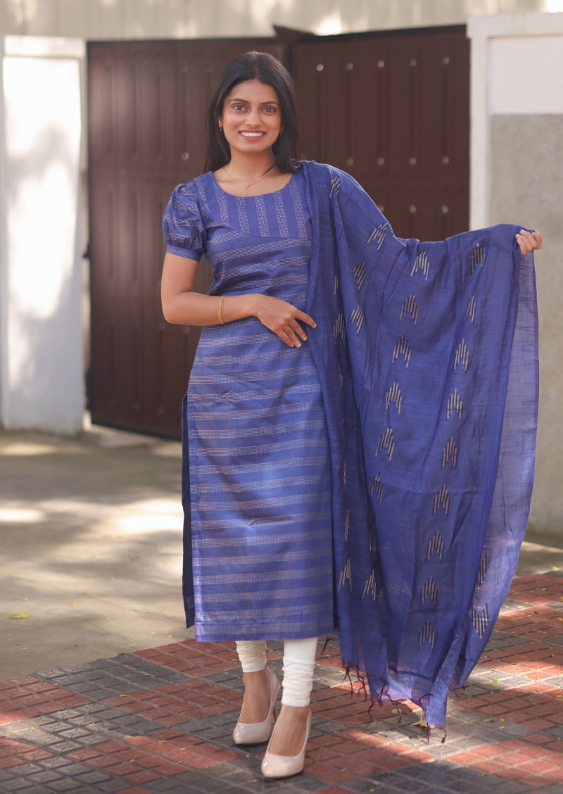 Sapphire Stripes Top & Dupatta Set