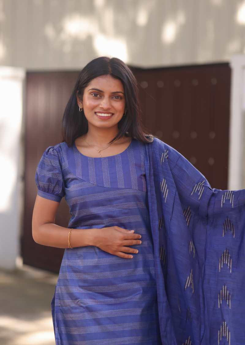 Sapphire Stripes Top & Dupatta Set
