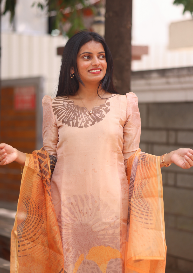 Sunlit Petals Top & Dupatta Set