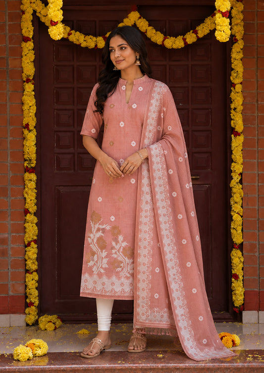 Tender Peach Top & Dupatta Set