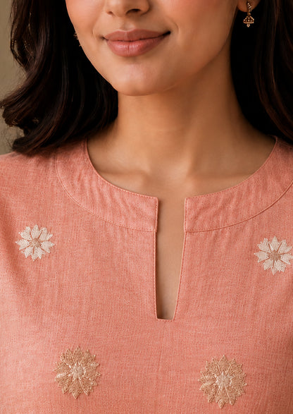 Tender Peach Top & Dupatta Set