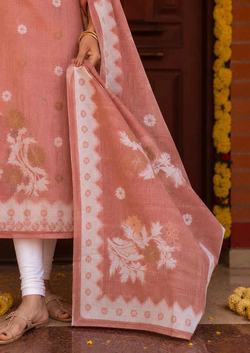 Tender Peach Top & Dupatta Set