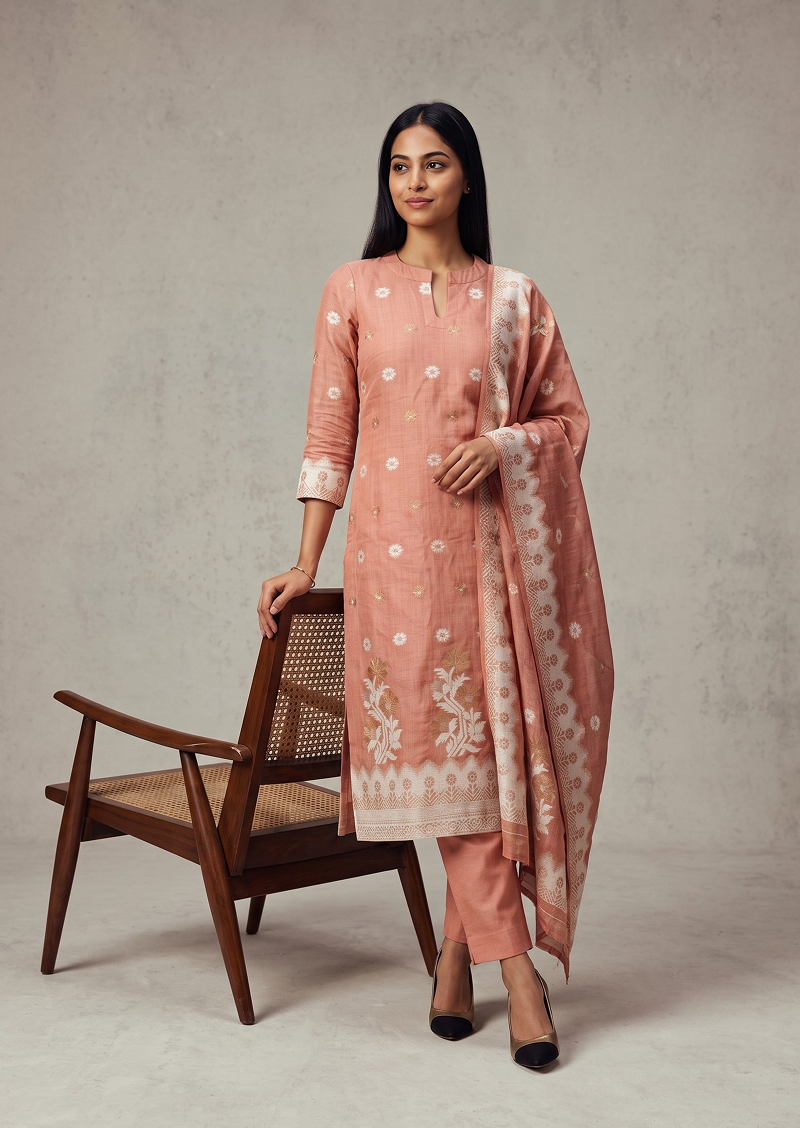 Tender Peach Top & Dupatta Set