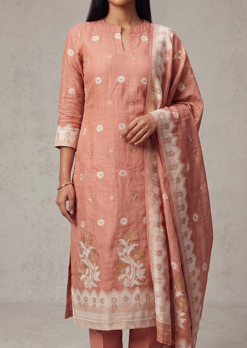 Tender Peach Top & Dupatta Set