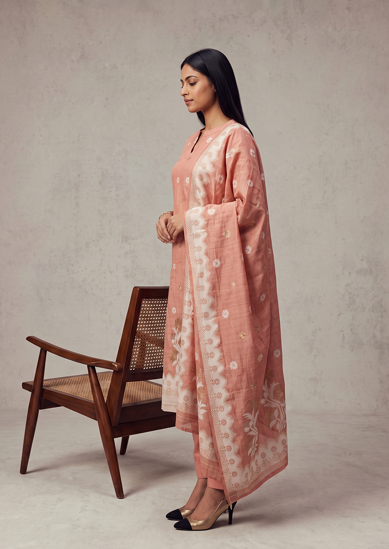 Tender Peach Top & Dupatta Set