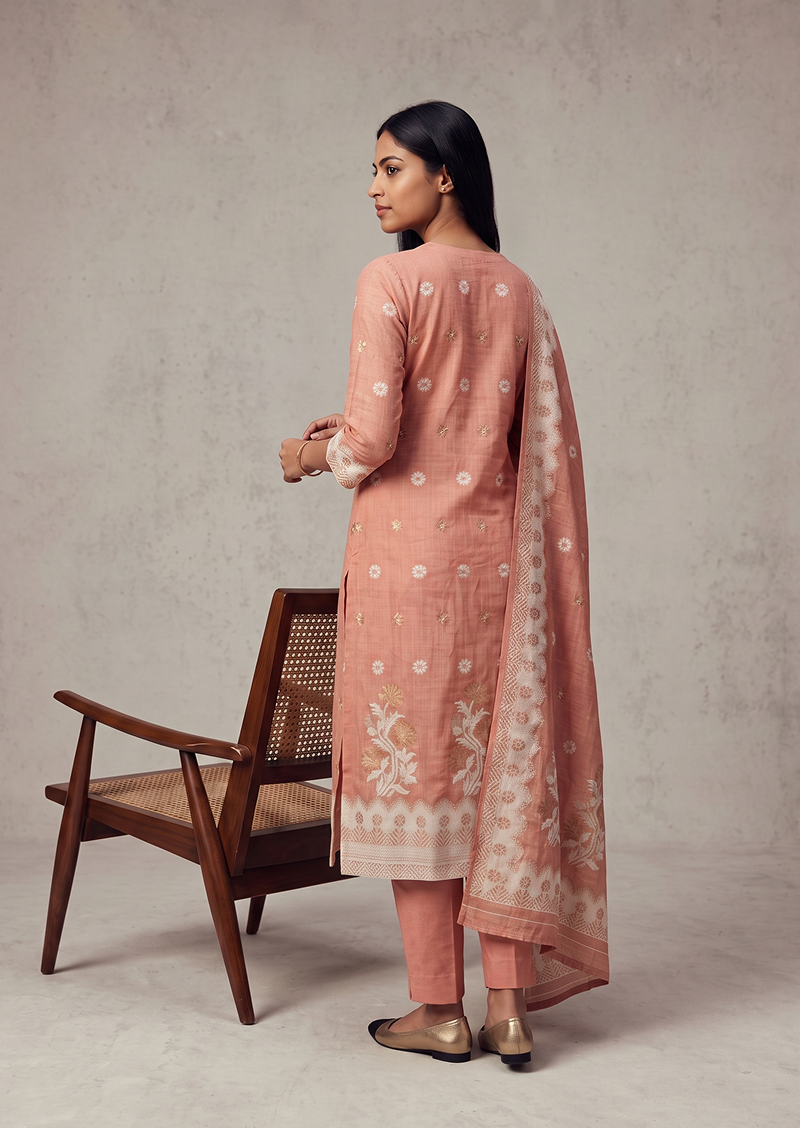 Tender Peach Top & Dupatta Set