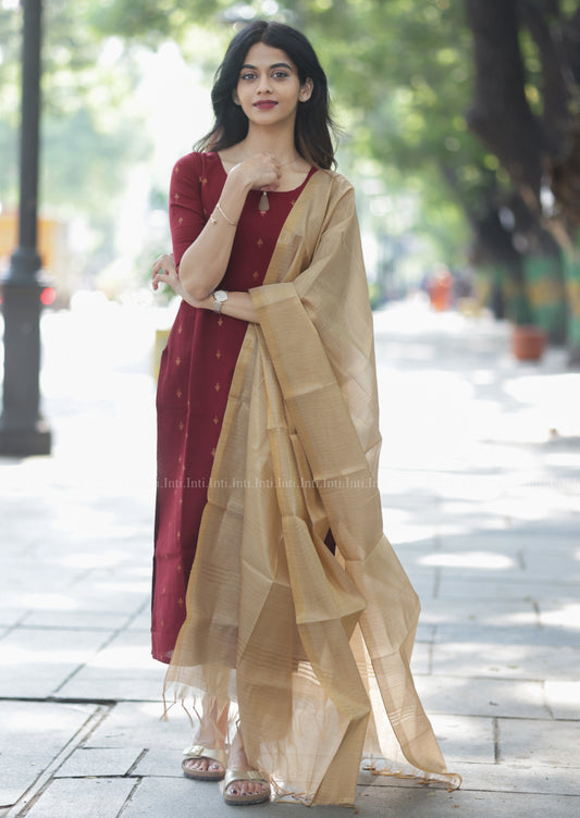 Tulip Wine Story Top & Dupatta Set