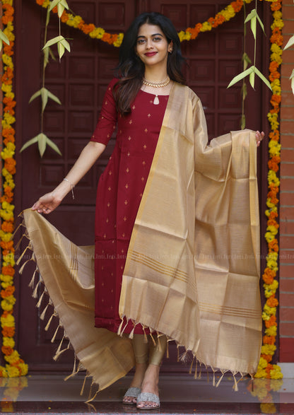 Tulip Wine Story Top & Dupatta Set