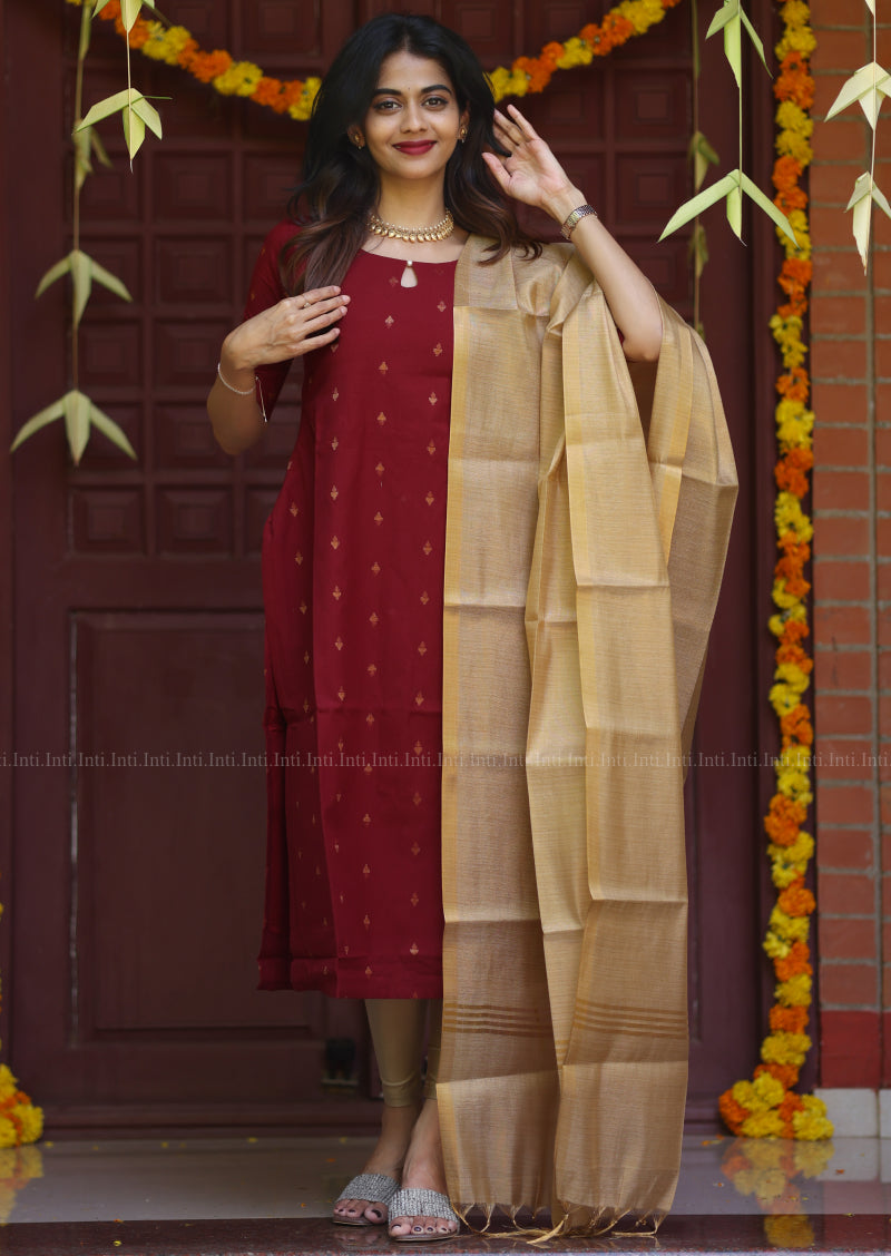Tulip Wine Story Top & Dupatta Set