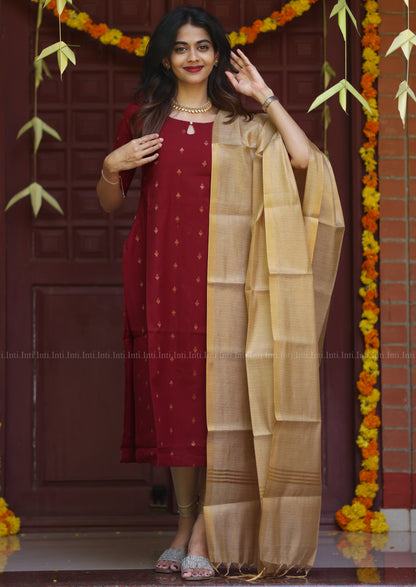 Tulip Wine Story Top & Dupatta Set