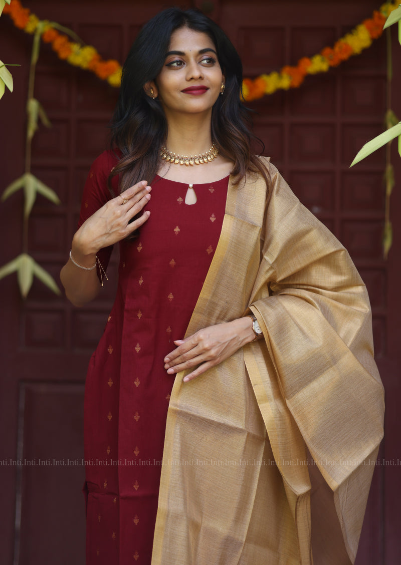 Tulip Wine Story Top & Dupatta Set