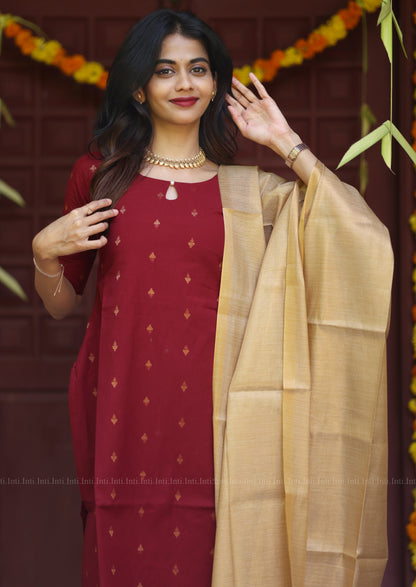Tulip Wine Story Top & Dupatta Set