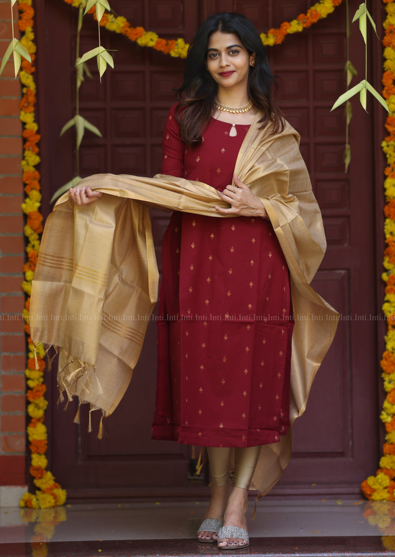 Tulip Wine Story Top & Dupatta Set