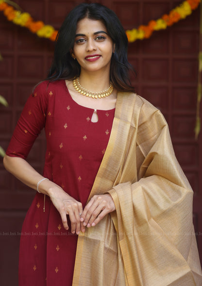 Tulip Wine Story Top & Dupatta Set