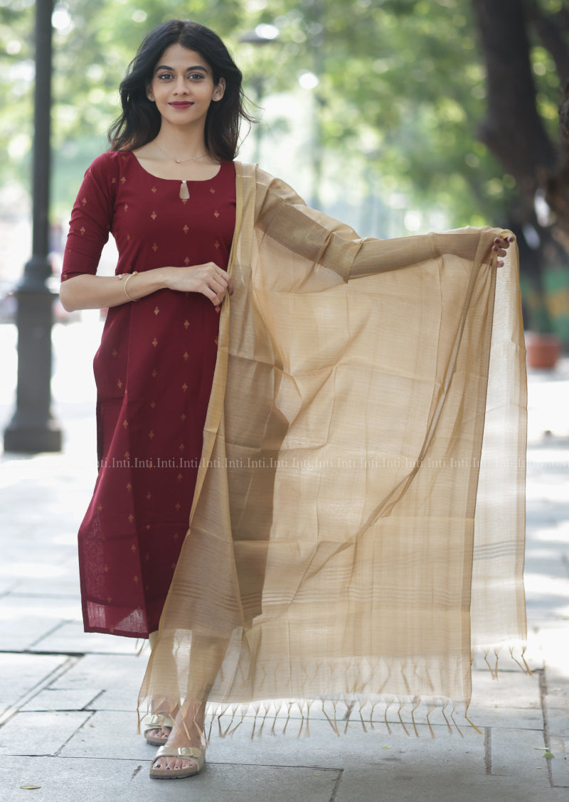 Tulip Wine Story Top & Dupatta Set