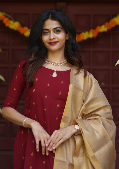 Tulip Wine Story Top & Dupatta Set