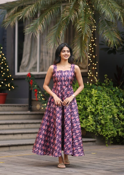 Plum ikat grace Dress