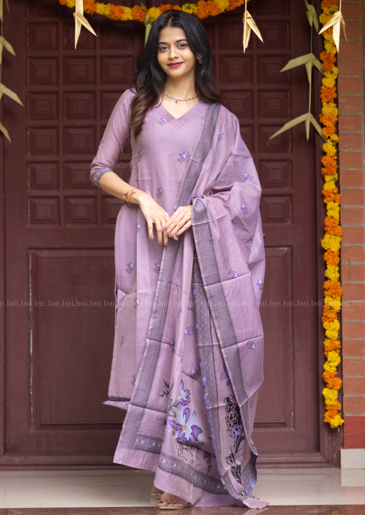 Vintage Petal Top & Dupatta Set