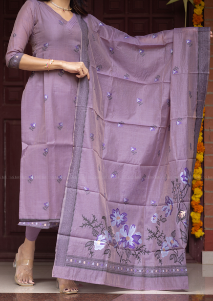 Vintage Petal Top & Dupatta Set