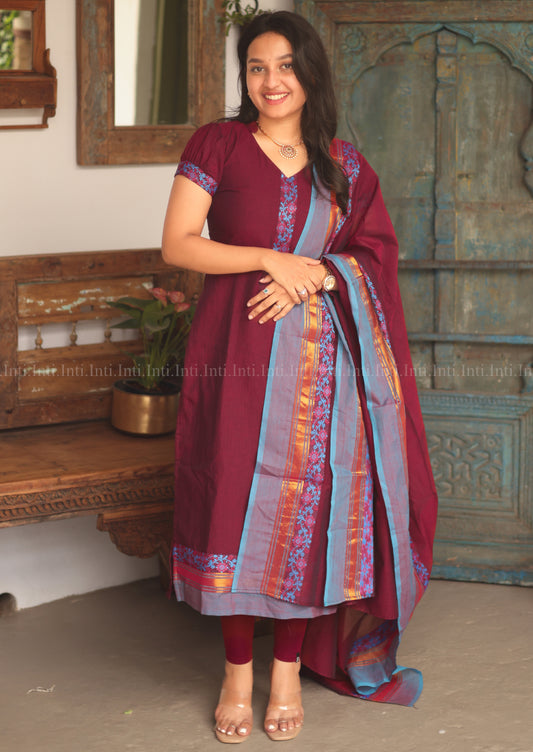 Vintage Ruby Top & Dupatta Set