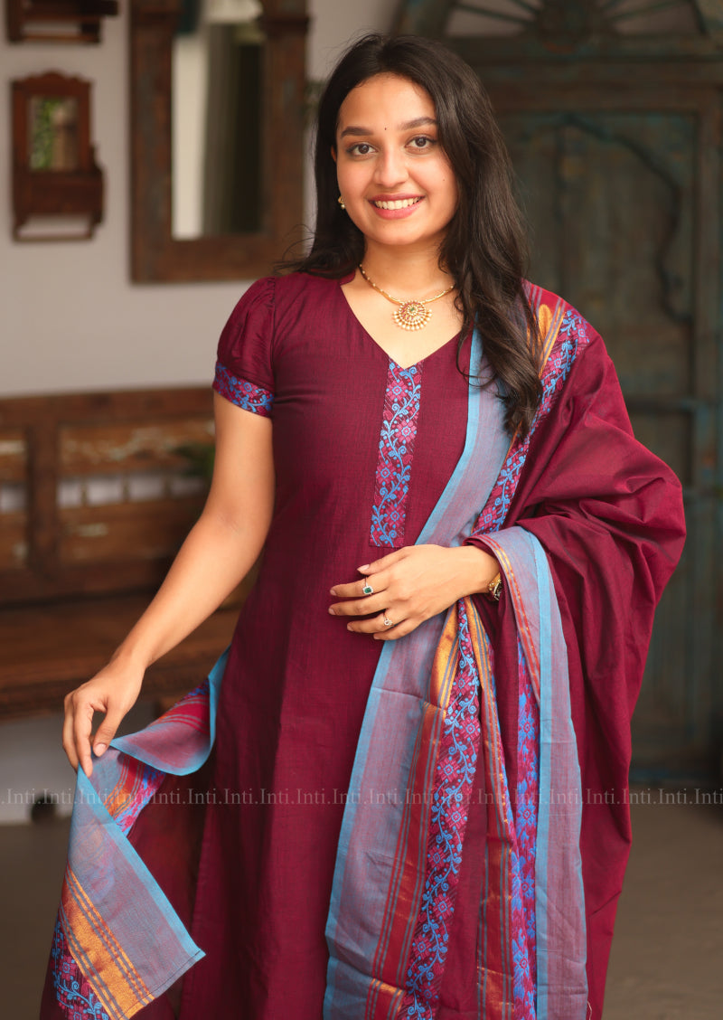 Vintage Ruby Top & Dupatta Set