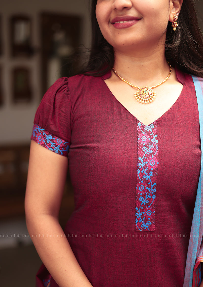 Vintage Ruby Top & Dupatta Set