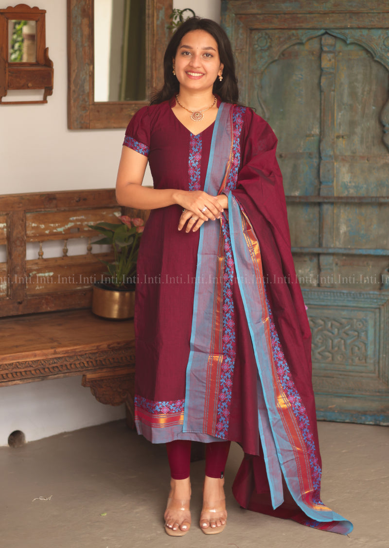 Vintage Ruby Top & Dupatta Set