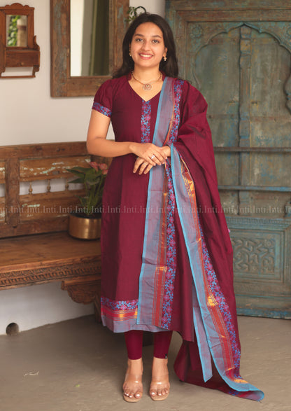 Vintage Ruby Top & Dupatta Set