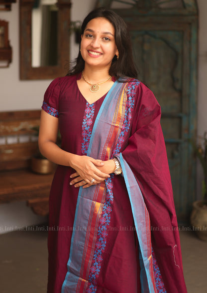 Vintage Ruby Top & Dupatta Set