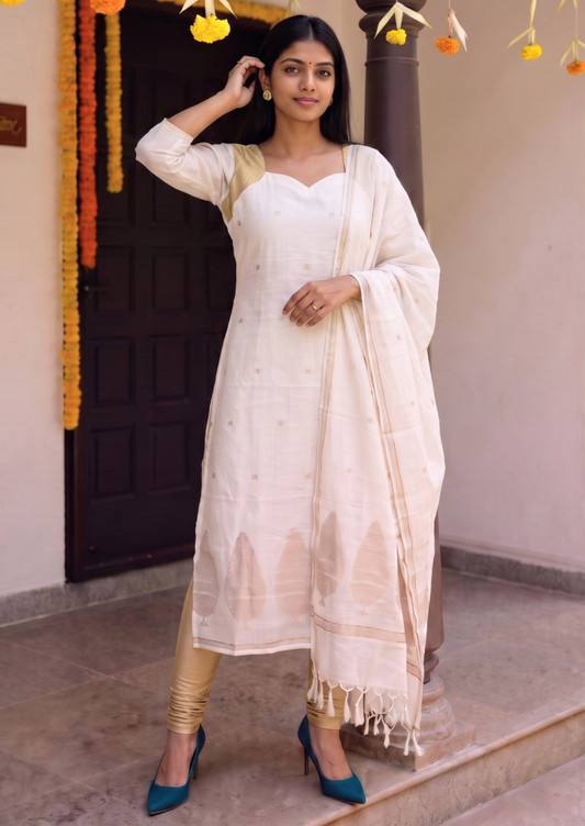 Oyster Feri Top & Dupatta Set